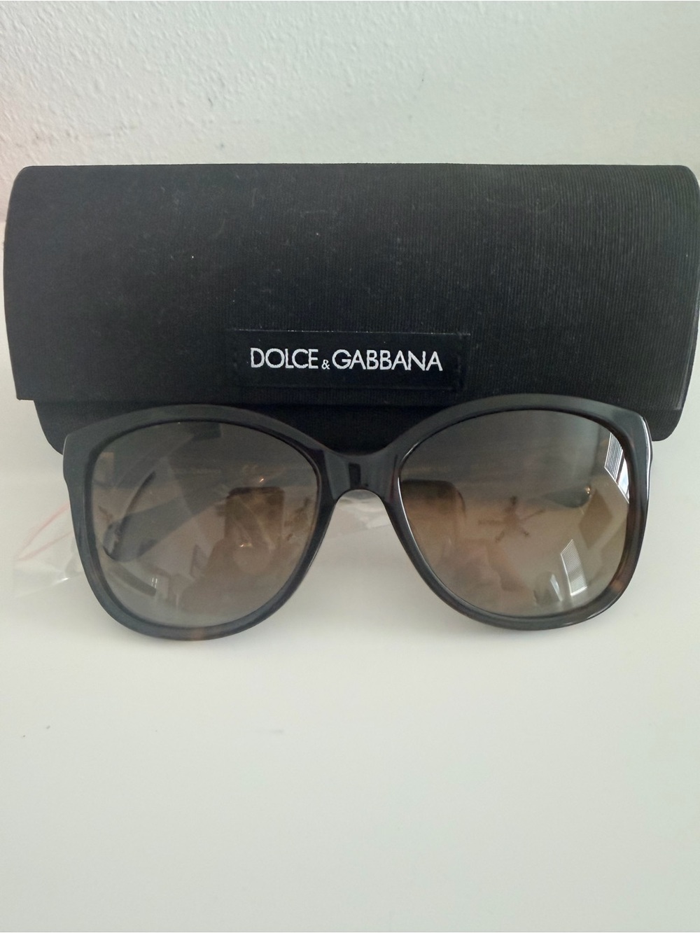 NEW!!! Dolce & Gabbana Black Frame Sunglasses with Brown Gradient Lenses
